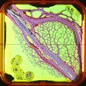A Close-up View Of A Plant's Stem, With A Focus On The Vascular Tissue
