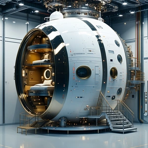 A Large, White, Round Spacecraft With A Dome-shaped Top