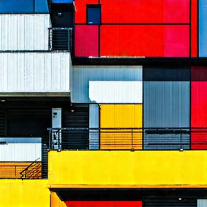 Abstract Brutalist Design: Dynamic Composition With High-contrast Color Palette With Large Building