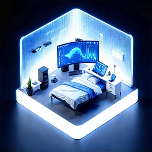 Healthcare Technology In (design:1.48) Studio With Futuristic Bedroom