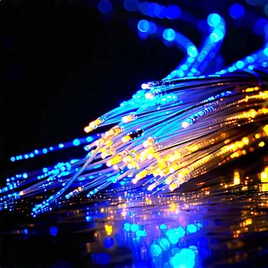 Close-up Of Fiber Optic Cables With Close-up Blue