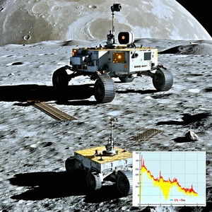 Two Small Vehicles On The Moon's Surface
