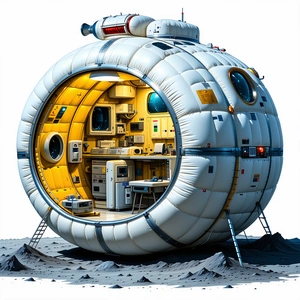 A Large, White, Round Spacecraft With A Hollow Interior
