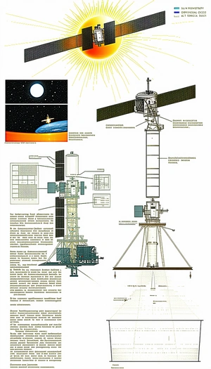 A Space Station Is Shown In A Diagram, With A Large Satellite Dish On Top