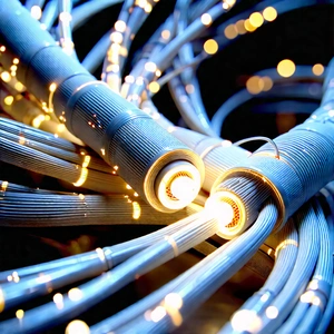 Close-up Of Fiber Optic Cables With Close-up Bunch