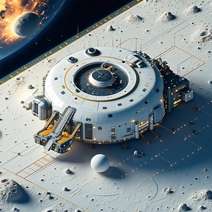 A Large White Space Station Is Shown In A 3d Rendering