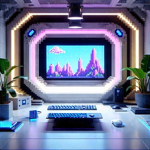 Futuristic Tech Startup Office With Computer Desk
