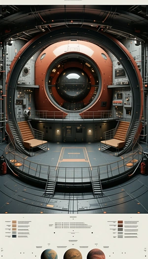 In This Image, There Is A Large, Futuristic Spacecraft With A Large, Round Window In The Center