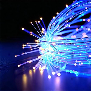 Close-up Of Fiber Optic Cables With Close-up Blue