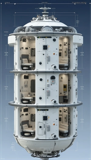 A Large, White, Cylindrical Spacecraft With A Hollow Interior