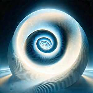 Abstract Technical Illustration: Spirals with refracted light