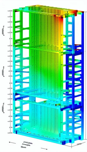 The Image Is A 3d Model Of A Large Structure, Possibly A Building Or A Bridge