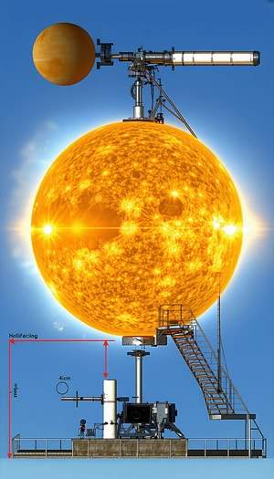 A Large, Bright Yellow Sun With A Metal Structure Surrounding It