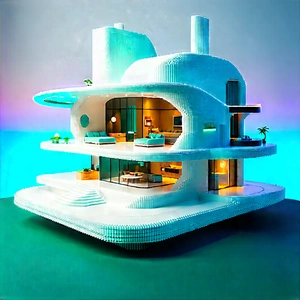 (futuristic:1.37) Smart Home With Large, White,