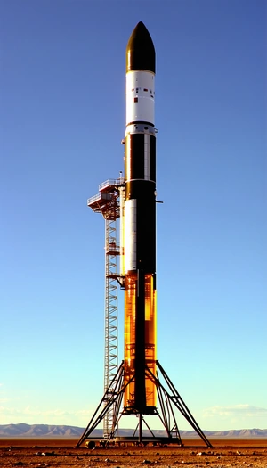 A Large Rocket, Likely A Space Shuttle, Sitting On Top Of A Launch Pad