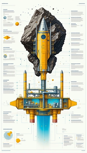 The Image Is A Detailed Illustration Of A Space Station, Showcasing Its Various Components