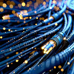 Close-up of fiber optic cables