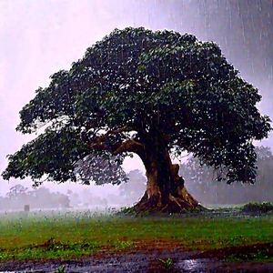Nature Graphic Design: Ancient tree in rainy season