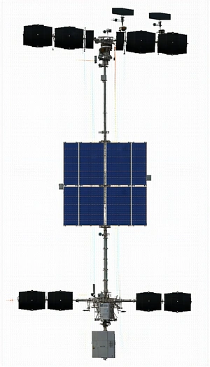 A Large Solar Panel Is Mounted On A Tall Pole