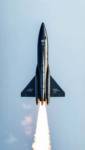 A Jet Is Flying Through The Sky, Leaving A Trail Of Smoke Behind It