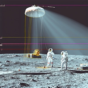 A Group Of Astronauts Standing On The Moon's Surface