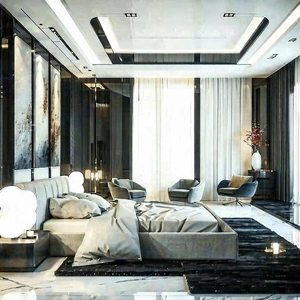 Lifestyle Product Photography: Bedroom Sanctuary With Organized Space With Large, Modern