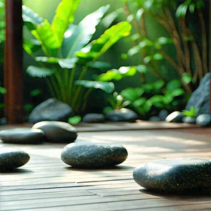 Lifestyle Tilt-Shift Photography: Wellness scene with meditation space