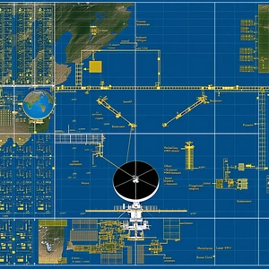 A Large Blue Map Is Displayed, Showing The Layout Of A Space Station