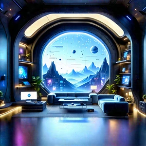 Futuristic Tech Startup Office With Futuristic Living