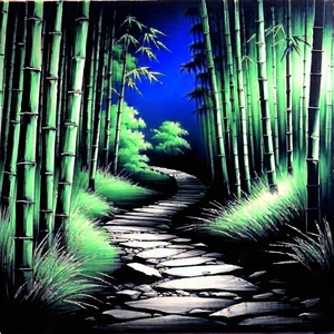 Nature Charcoal Drawing: Path through bamboo grove