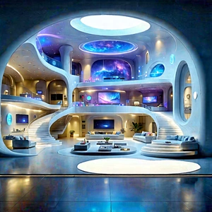 Futuristic Smart Home With Large, Modern,