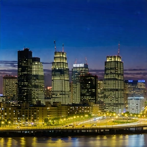 Urban Architectural Photography: Cityscape Of Modern Metropolis During Night With Nighttime View