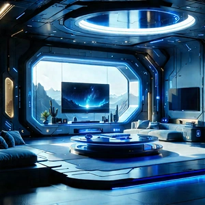 (futuristic:1.13) smart home