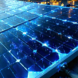 Solar Panel With Blue Light Glow With Solar Panel