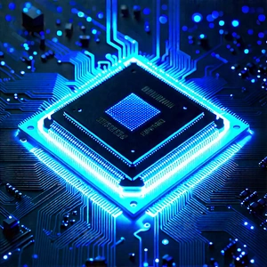 Microchip with blue light (glow:1.49)