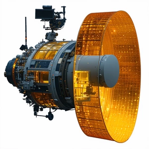A Large, Futuristic Spacecraft Is Shown In A Close-up View