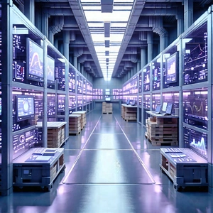 Financial Technology In Manufacturing Facility With Large, Well-lit