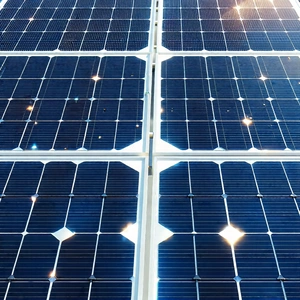Tech Professional Photography: Solar Panel With Digital Particles With Large Solar