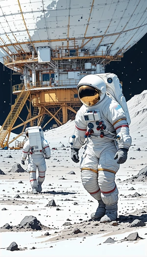 In The Image, There Are Two Astronauts Walking On The Moon