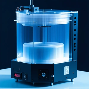 A Large, Clear Plastic Container With A Blue Tint