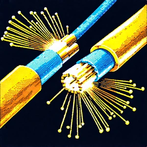 Close-up Of Fiber Optic Cables With Close-up Blue