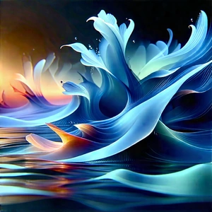 Abstract Holographic Art: Fluid Dynamics Captured In Abstract Form With Painting Blue