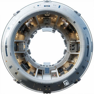 The Image Is A 360-degree View Of A Large, White
