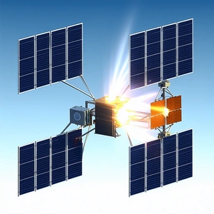A Solar Panel With A Bright Light Shining Through It