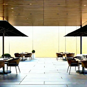 Urban Commercial Photography: Rooftop Garden With Outdoor Dining With Large Dining
