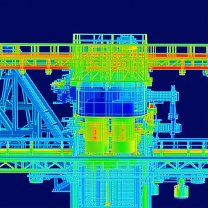 The Image Is A 3d Model Of A Large Structure, Possibly A Factory Or A Building
