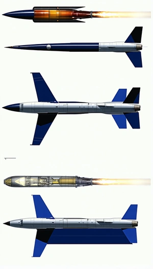 A Blue And White Jet Is Shown In Three Different Positions