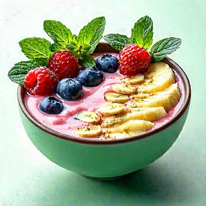 Lifestyle Flat Design: Smoothie Bowl Prepared With Artistic Presentation With Bowl Fruit