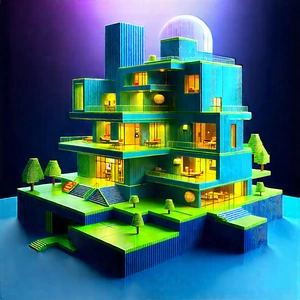 Futuristic Innovation Hub With Large, Blue,
