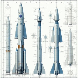 A Drawing Of A Rocket Is Shown In Three Different Stages